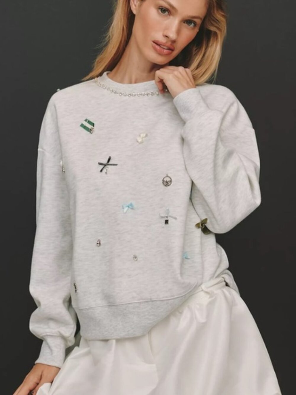 NWT Anthropologie Maeve 2X Plus Icon Crewneck Sweater Charms